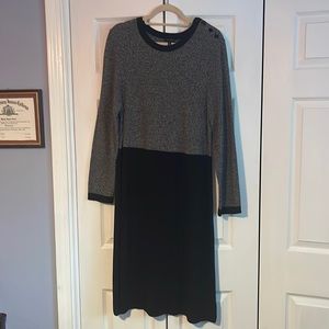 Talbots knit dress. Grey/black. Size XL. Never worn.